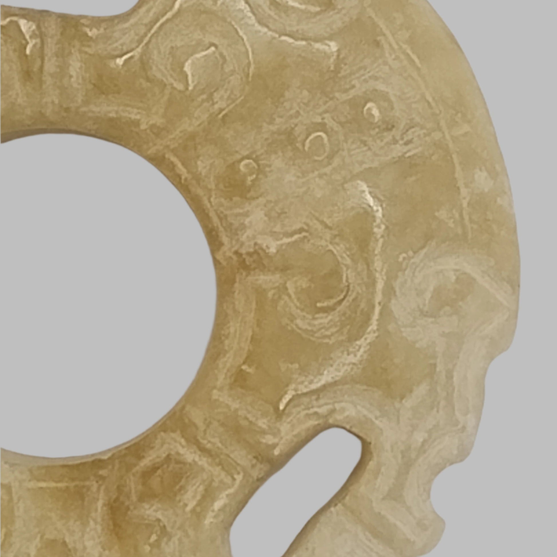 Ancient Style Carved Jade Bi Disc Pendant – Tribal Motif, Natural Stone Amulet Right