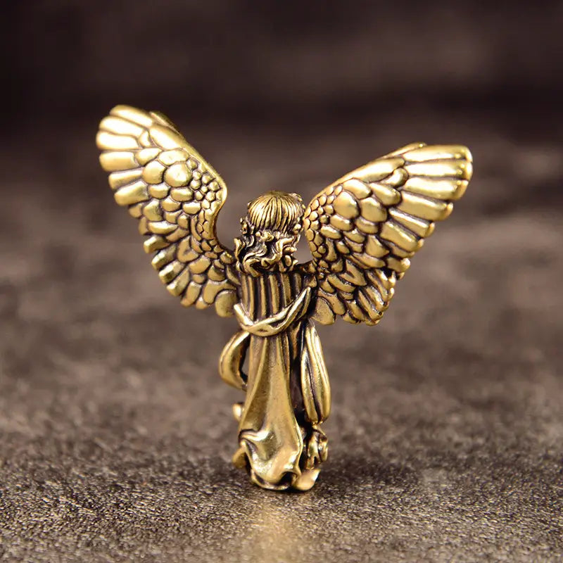 Antique Brass Angel Figurine – Guardian of Peace and Lightback