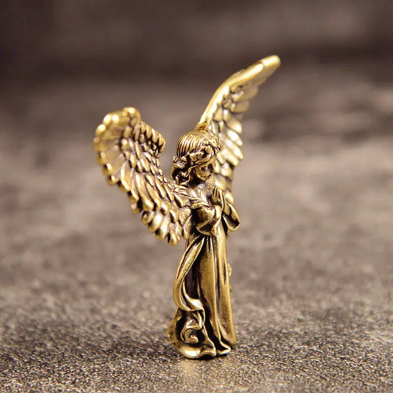 Antique Brass Angel Figurine – Guardian of Peace and Lightside