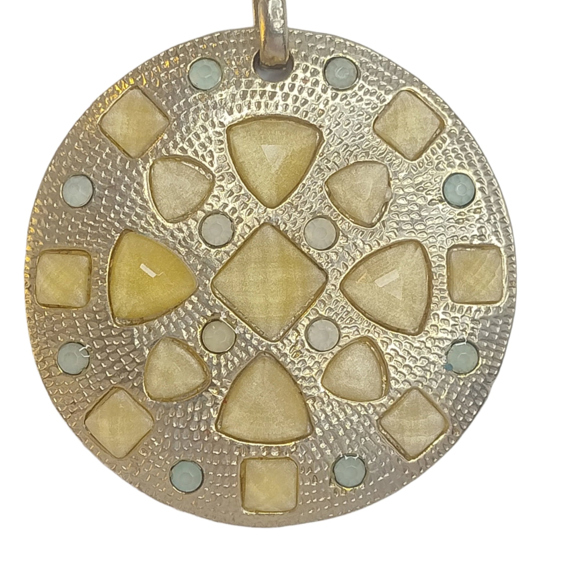 Boho Geometric Medallion Pendant – 'Golden Dawn'