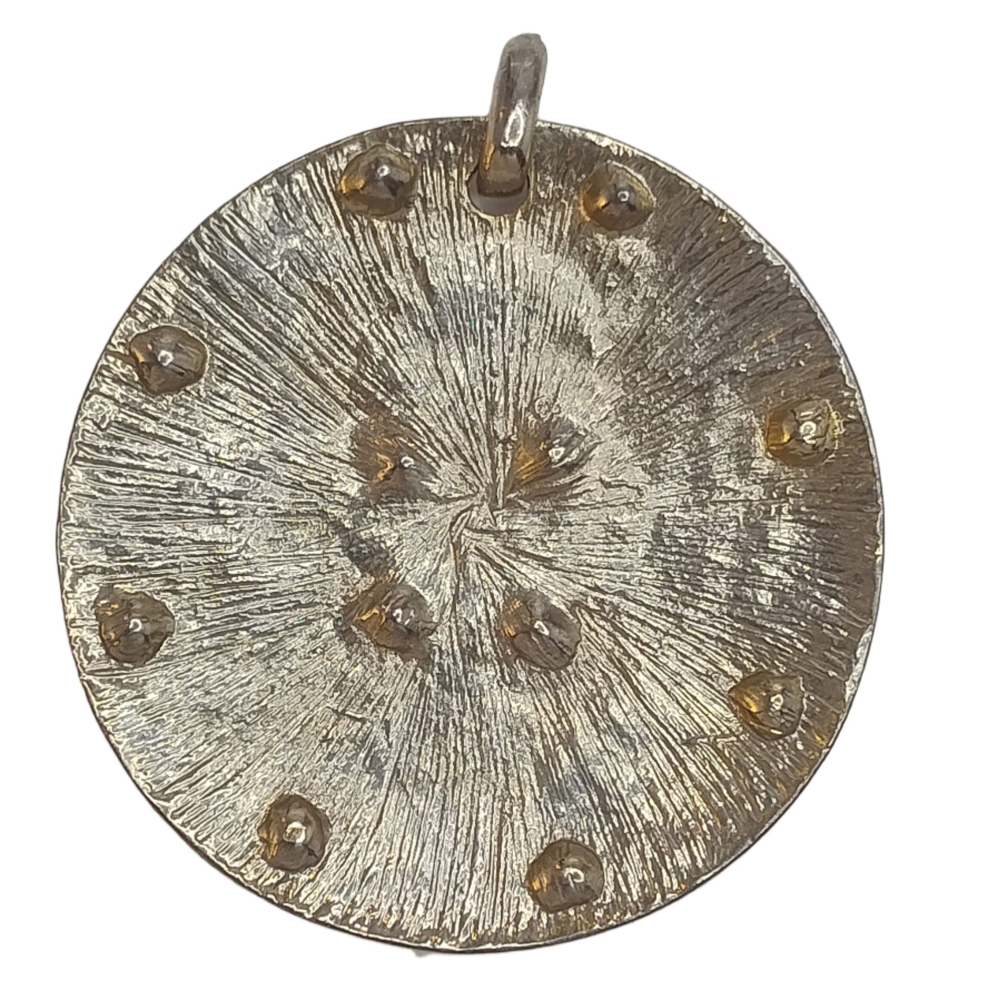 Boho Geometric Medallion Pendant – 'Golden Dawn' back