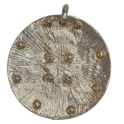 Boho Geometric Medallion Pendant – 'Golden Dawn' back