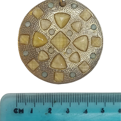 Boho Geometric Medallion Pendant – 'Golden Dawn'