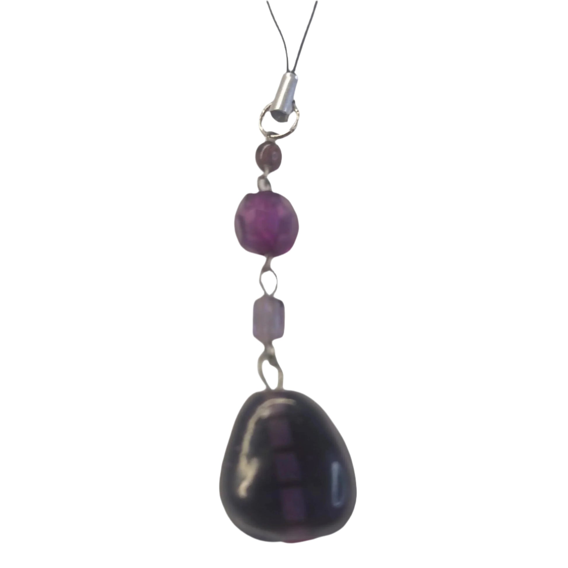 Elegant Purple Gemstone Bracelet & Matching Phone Charm Set