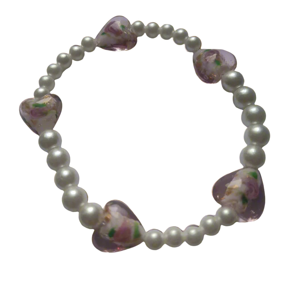 Floral Heart  Pearl Bead Bracelet 2