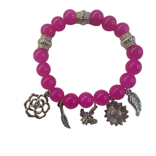 Fuchsia Garden Charm Bracelet – Floral  Nature Charms