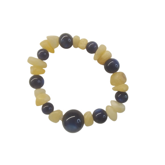 Blue & Yellow Gemstone Energy Bracelet – Handmade Natural Stone Jewelry
