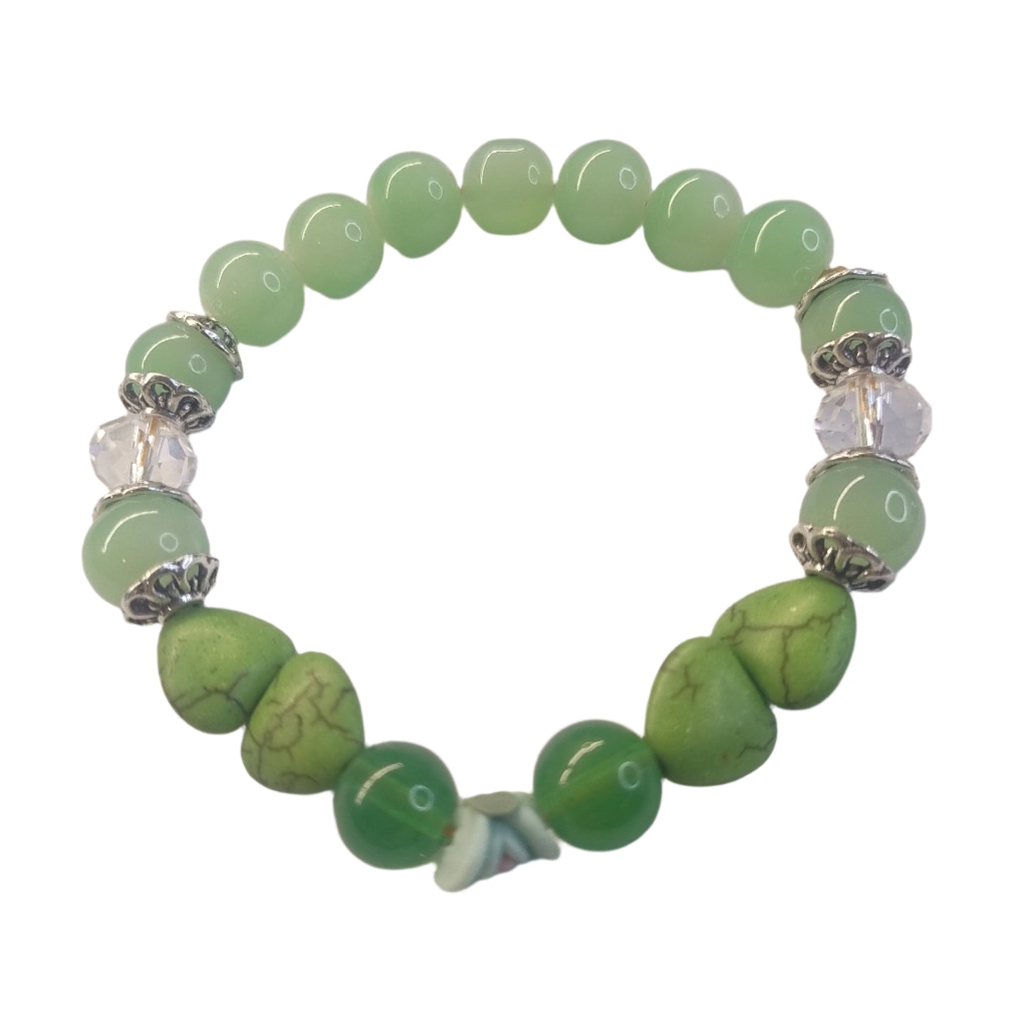 Green Harmony Gemstone Bracelet – Natural Stone Crystal Accents 1