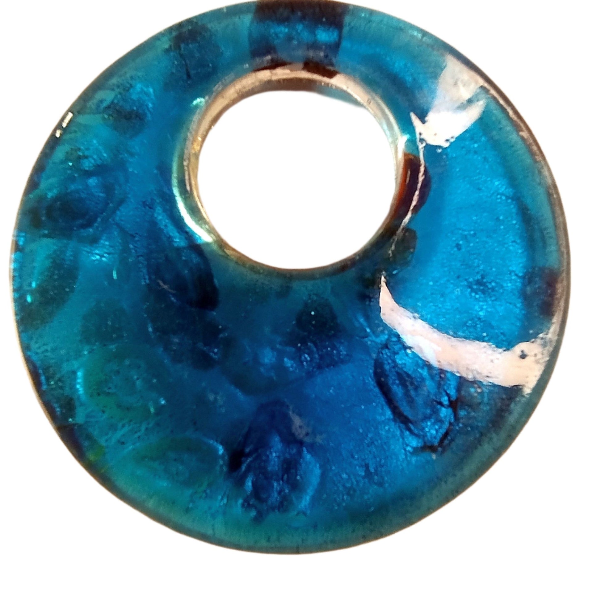 Handmade Murano-Style Glass Donut Pendant – Ocean Bloom