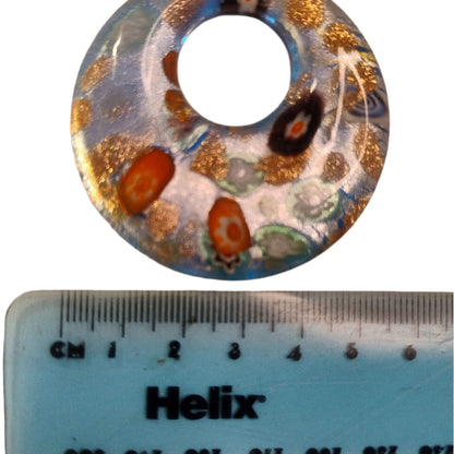 Handmade Murano-Style Glass Donut Pendant – Ocean Bloom