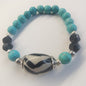 Handmade Turquoise&nbsp; Onyx Bracelet with Central Dzi-Style Bead