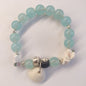 Ocean Spirit Bracelet – Sea Green Beads with Shell &amp; Rose Charms