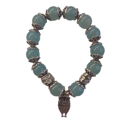 Owl Charm Bracelet – Turquoise Gemstone Beads