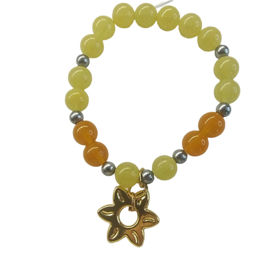 Sunny Joy Gemstone Bracelet – with Gold Sun Charm 1