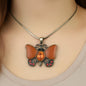 Vintage Butterfly Pendant Necklace – Amber  Crystal Accents